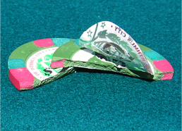 A broken poker chip